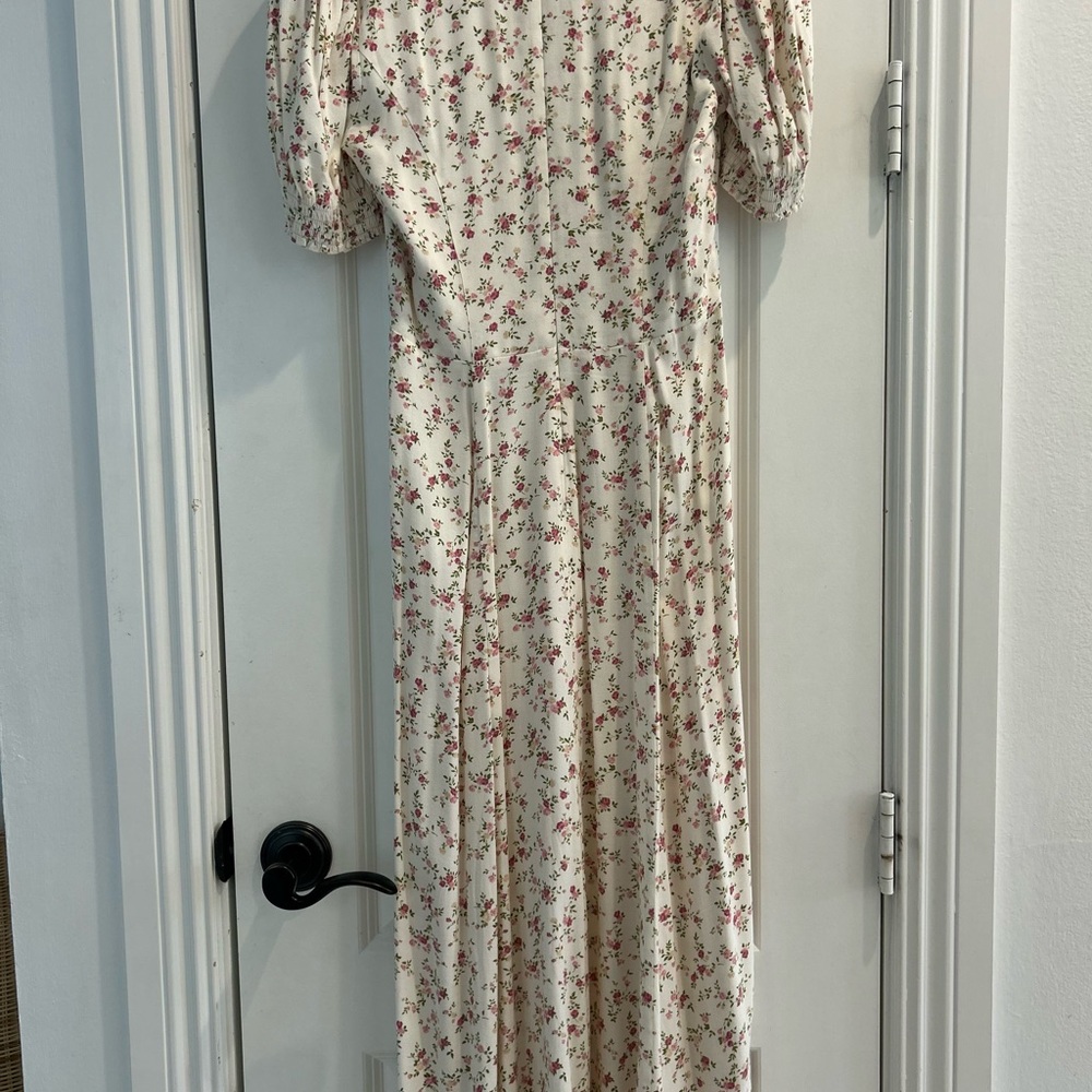 Reformation Cream Floral Long Sleeve Dress